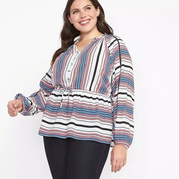 Lane Bryant Multicolor Stripe Blouse 22/24 - Picture 3 of 9